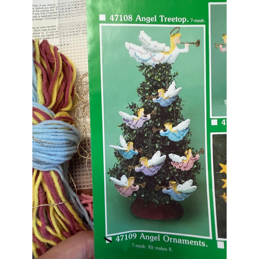 VTG Mary Maxim Angel Ornaments Plastic Canvas Kit Multi Christmas Craft DIY